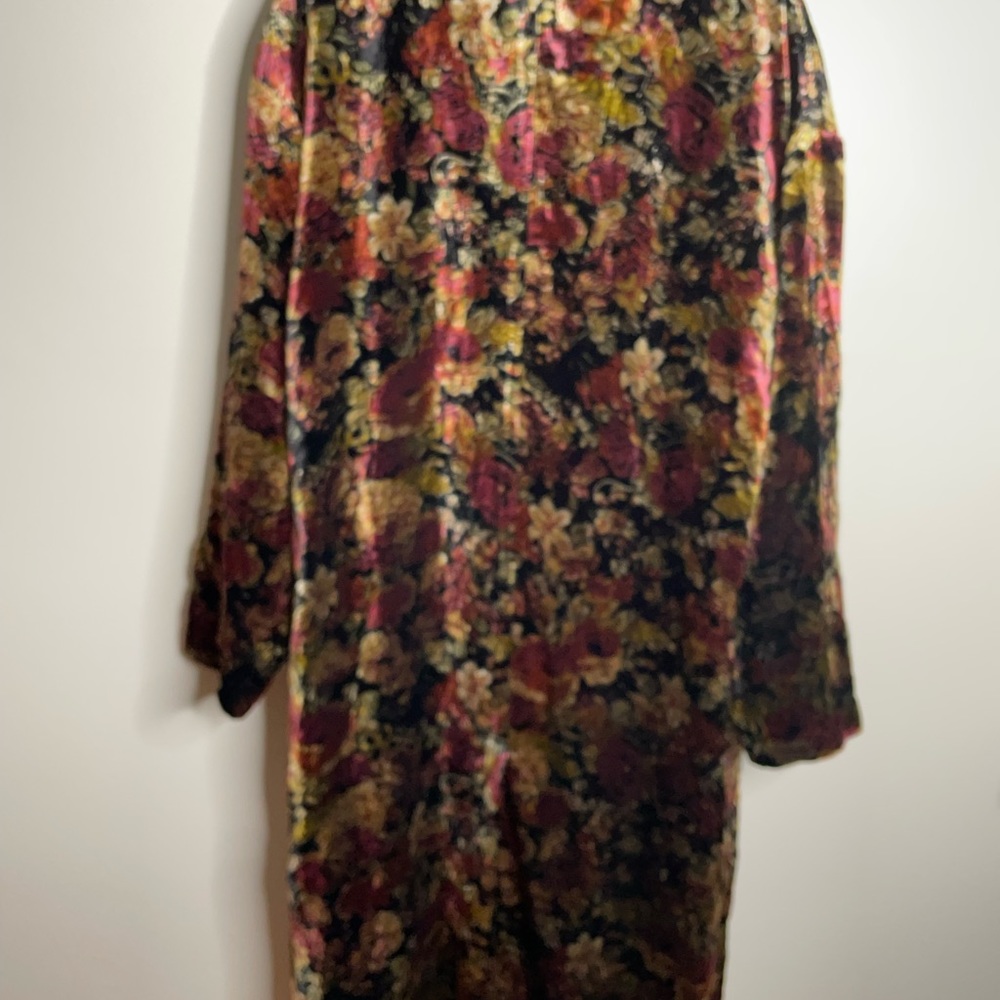 Free People Simone Velvet Long Maxi Duster in Black Rose Combo Size L NEW - Picture 6 of 9